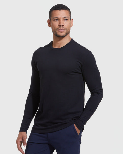 All Black Long Sleeve Crew Neck 3-Pack