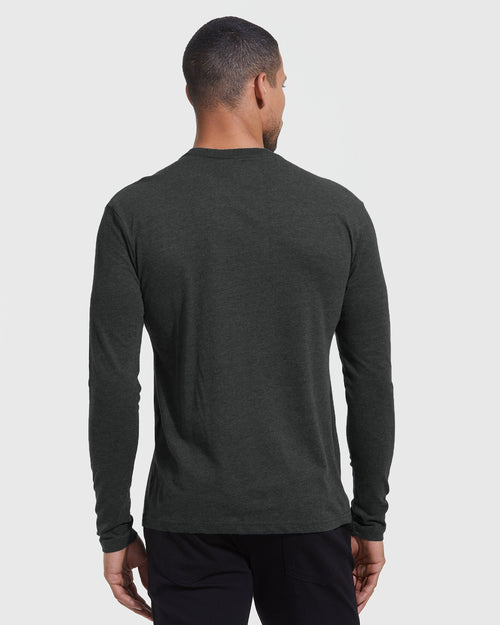 Charcoal Heather Gray Long Sleeve Crew Neck Tee