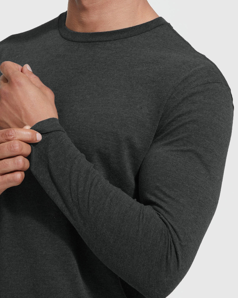 Charcoal Heather Gray Long Sleeve Crew Neck Tee