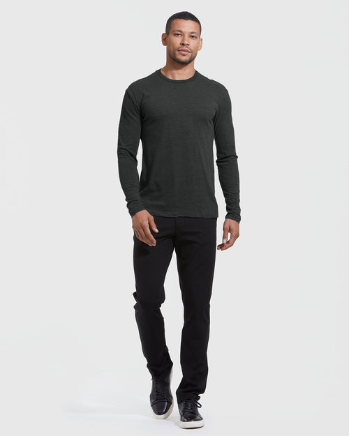 Charcoal Heather Gray Long Sleeve Crew Neck Tee