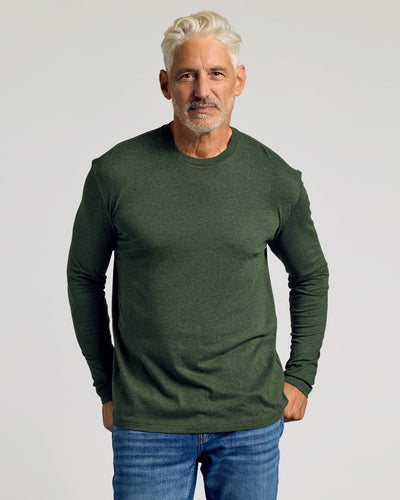 Classic Long Sleeve Crew Neck - Dark Heather Olive