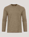 Dark Heather Sagewood Classic Long Sleeve Crew Neck laid flat.