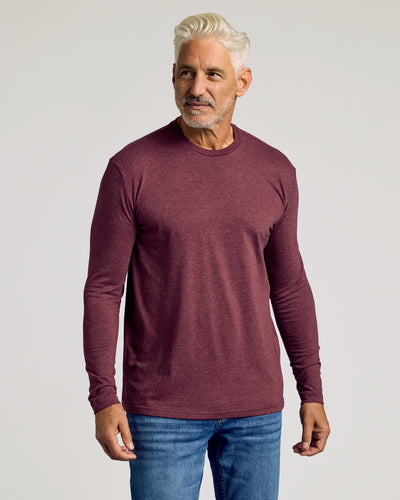 Classic Long Sleeve Crew Neck - Dark Heather Burgundy