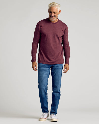 Classic Long Sleeve Crew Neck - Dark Heather Burgundy