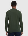 Dark Olive Classic Long Sleeve Crew Neck on man, back view.