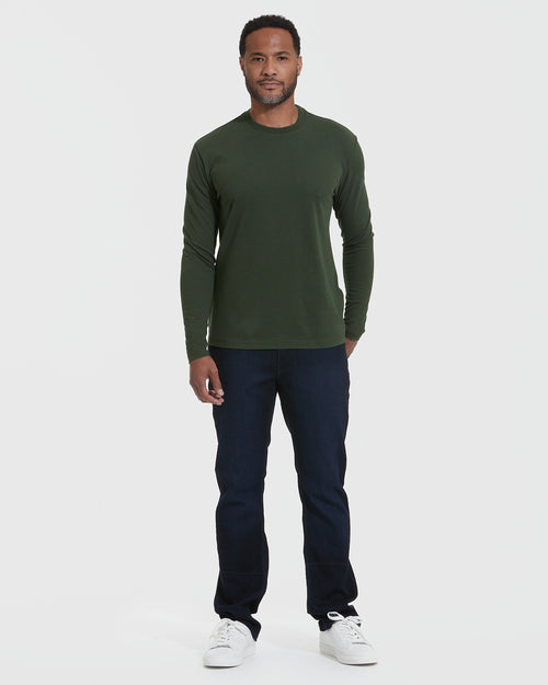 Dark Olive Long Sleeve Crew Neck Tee