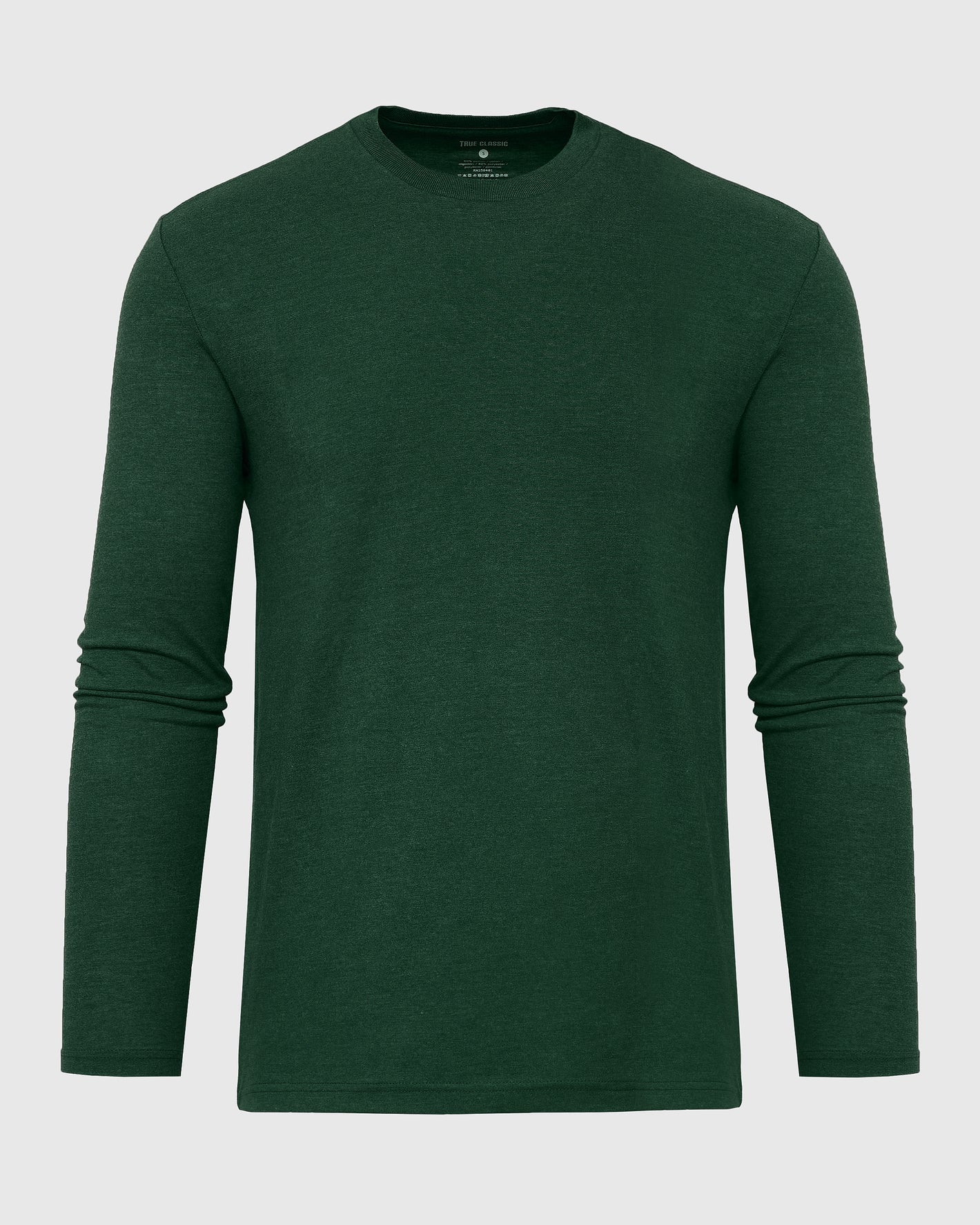 Ever Green Heather Long Sleeve T Shirt on neutral background.