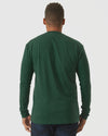 Back view of Ever Green Heather Long Sleeve T Shirt worn.