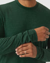 Ever Green Heather Long Sleeve T Shirt worn by model with gold ring.