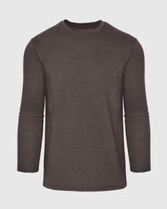 True ClassicHeather Dark Oak Long Sleeve Crew Neck Tee