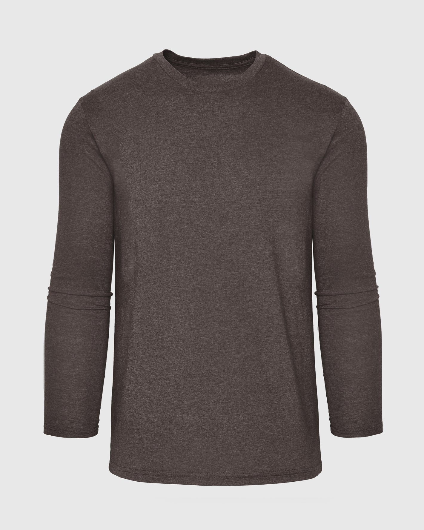 Heather Dark Oak Classic Long Sleeve Crew Neck shirt displayed flat.