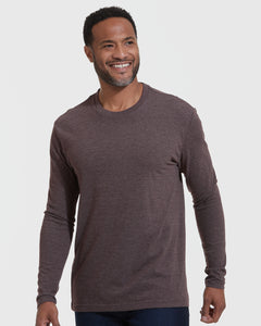 True ClassicHeather Dark Oak Long Sleeve Crew Neck Tee