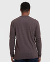 Heather Dark Oak Classic Long Sleeve Crew Neck worn by a standing model.