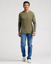 Heather Military Green Long Sleeve Crew Neck Tee