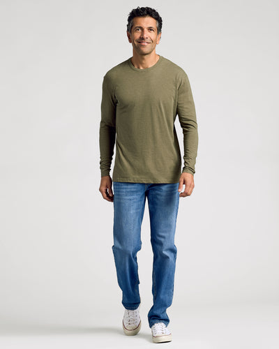 Classic Long Sleeve Crew Neck - Heather Military Green