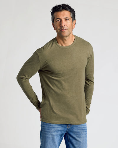 Classic Long Sleeve Crew Neck - Heather Military Green