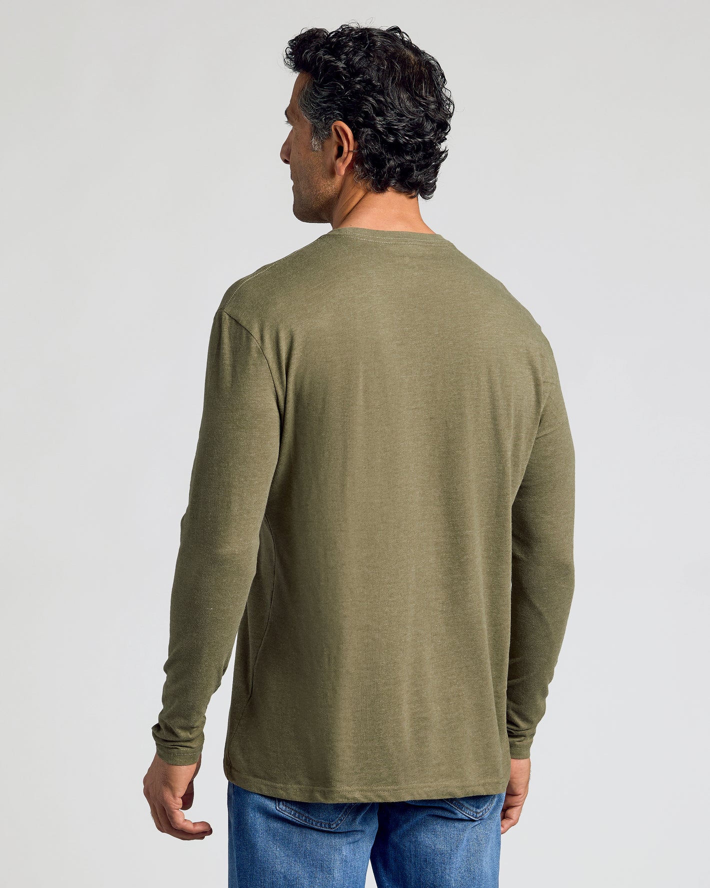Heather Military Green Long Sleeve Crew Neck Tee