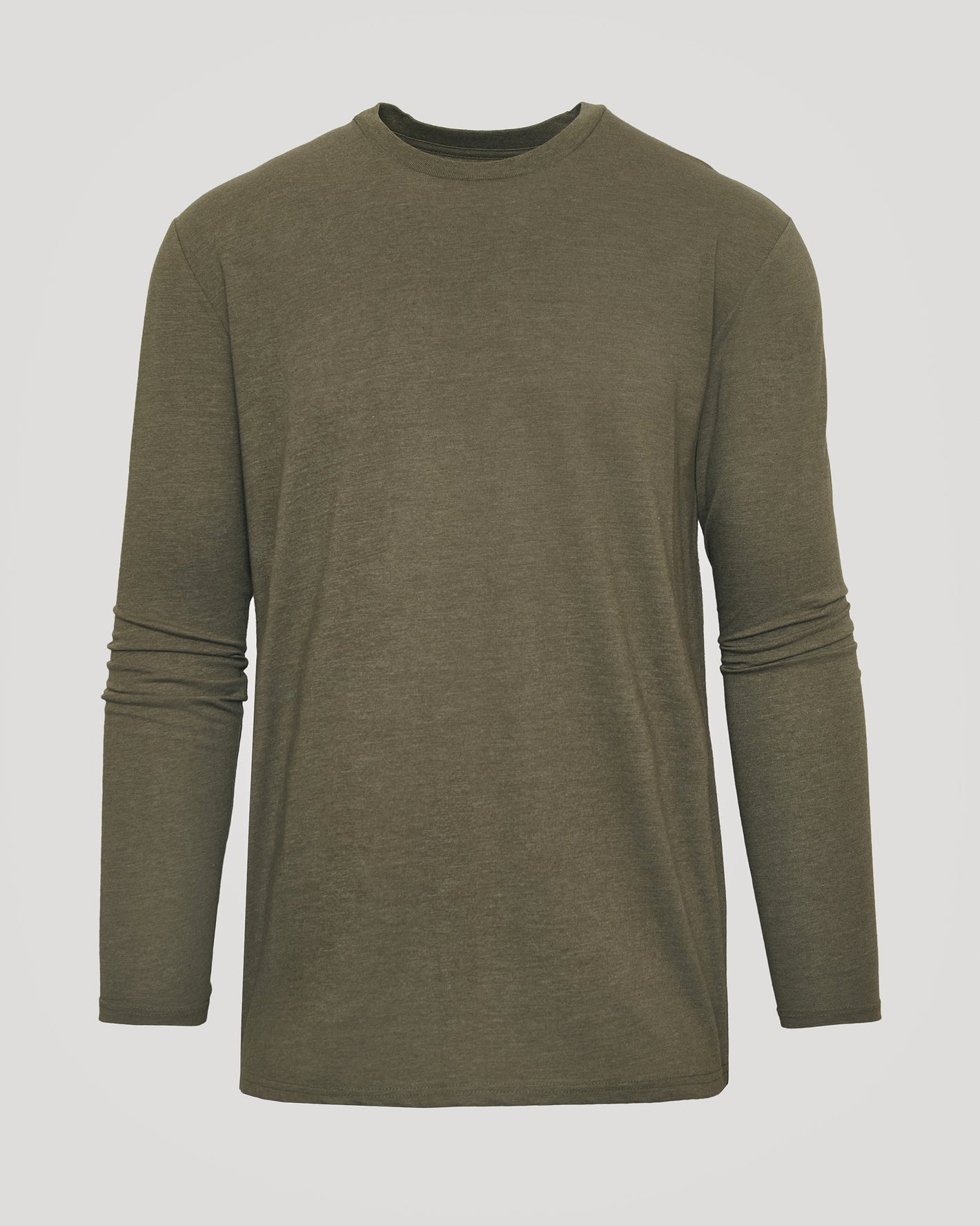 Heather Military Green Long Sleeve Crew Neck Tee