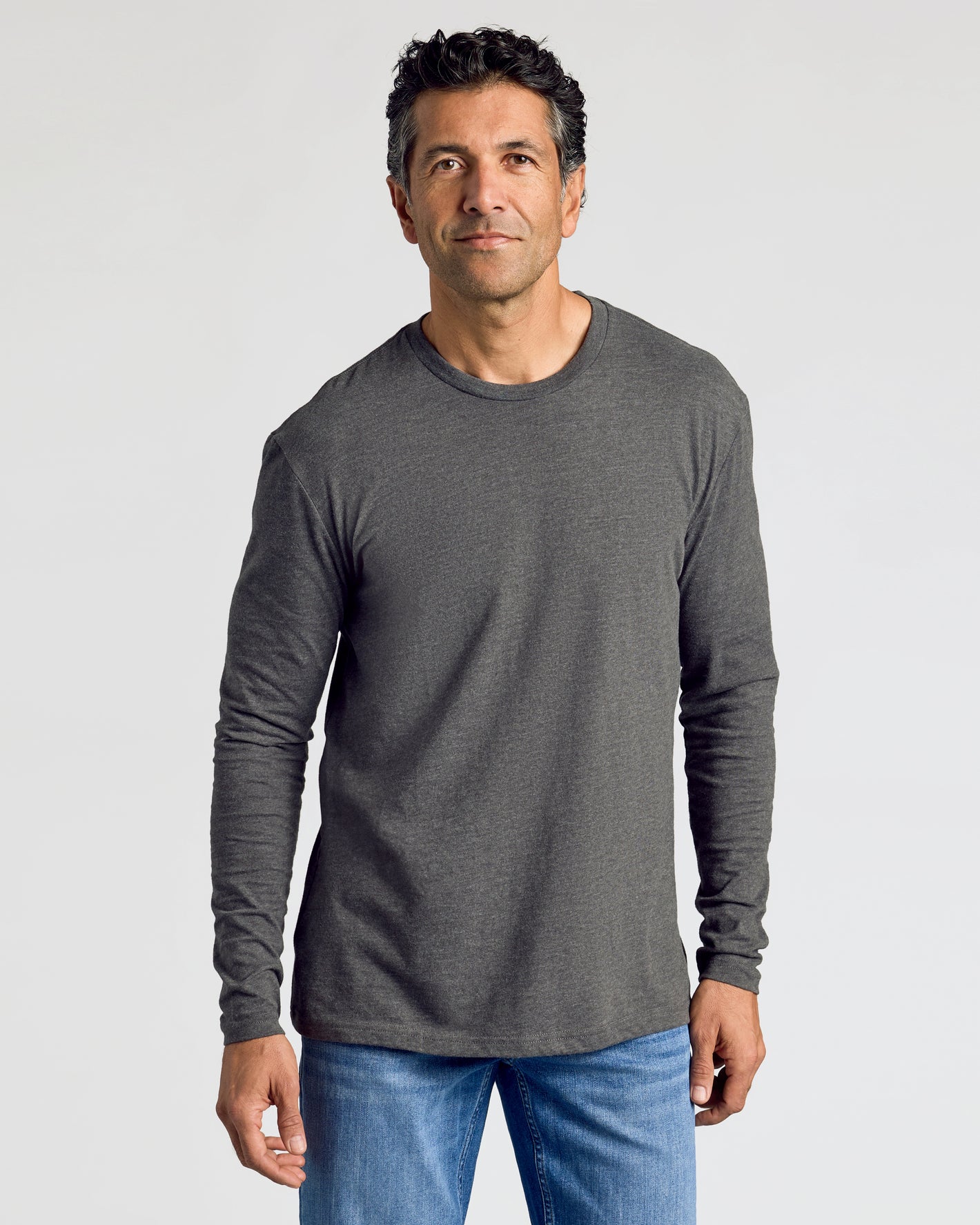 Charcoal Heather Gray Classic Long Sleeve Crew Neck