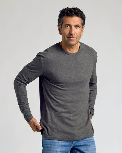Classic Long Sleeve Crew Neck - Charcoal Heather Gray