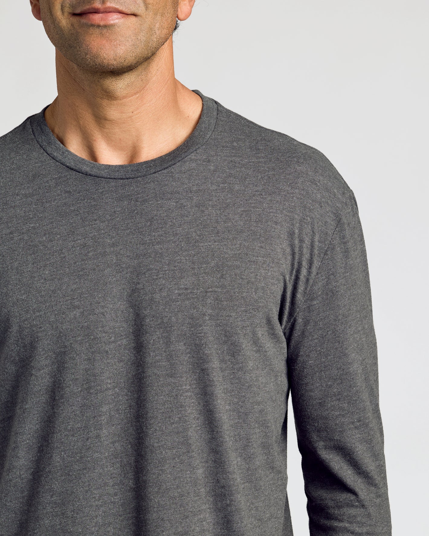 Charcoal Heather Gray Classic Long Sleeve Crew Neck