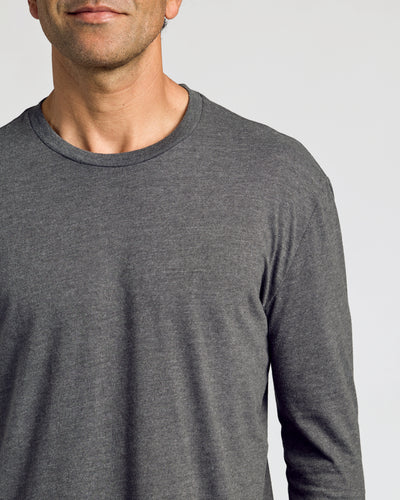 Classic Long Sleeve Crew Neck - Charcoal Heather Gray