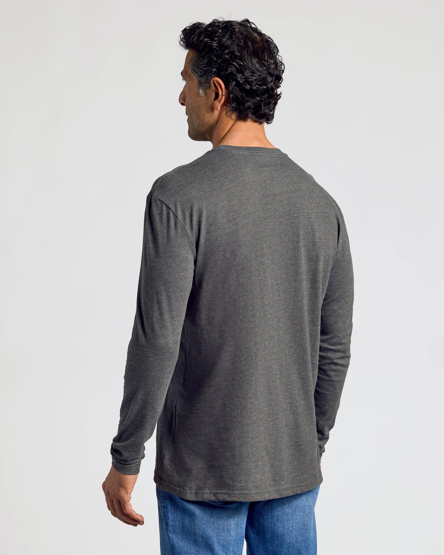 Charcoal Heather Gray Classic Long Sleeve Crew Neck