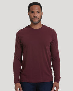 True ClassicMahogany Long Sleeve T Shirt on man in jeans.