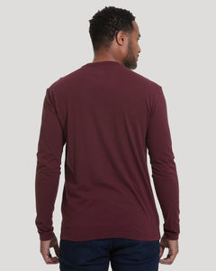 True ClassicBack view of Mahogany Long Sleeve T Shirt on man.