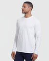 All White Long Sleeve Crew Neck 3-Pack on model.
