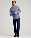 Fiord Dressy Crew Neck Sweater on male model with jeans and boots.