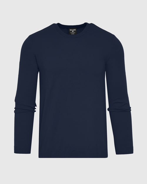 Navy Dressy Crew Neck Sweater