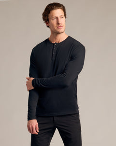 True ClassicBlack Long Sleeve Henley