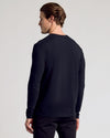 Man in All Black Classic Henley 3-Pack, showing minimalist fit.