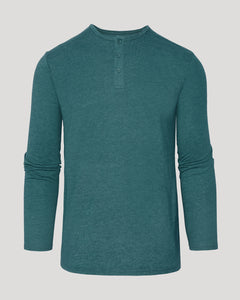 True ClassicHeather Seafarer Classic Long Sleeve Henley, featuring a three-button placket.