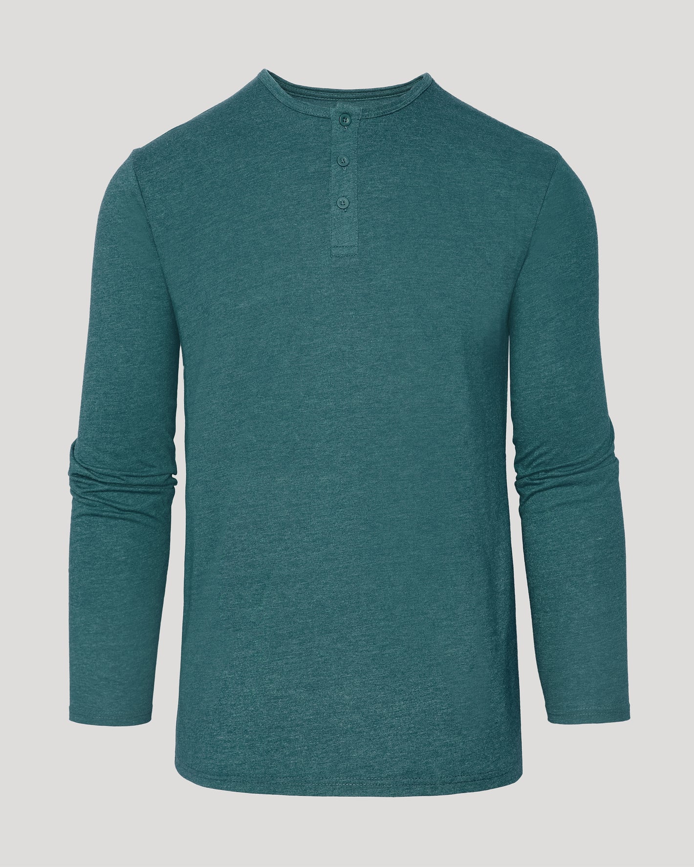 Heather Seafarer Classic Long Sleeve Henley, featuring a three-button placket.