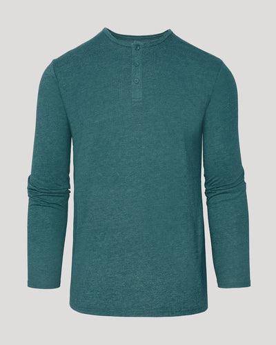 Classic Long Sleeve Henley - Heather Seafarer