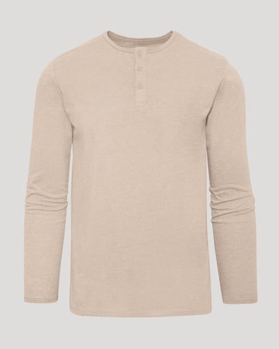 Classic Long Sleeve Henley - Heather Camel