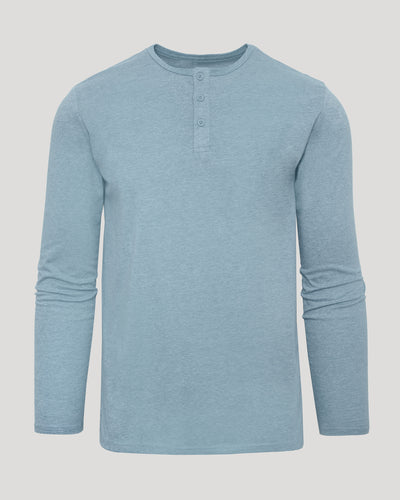 Classic Long Sleeve Henley - Heather Sapphire