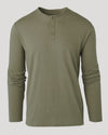 Longsleeve Henley-Shirt in Militärgrün