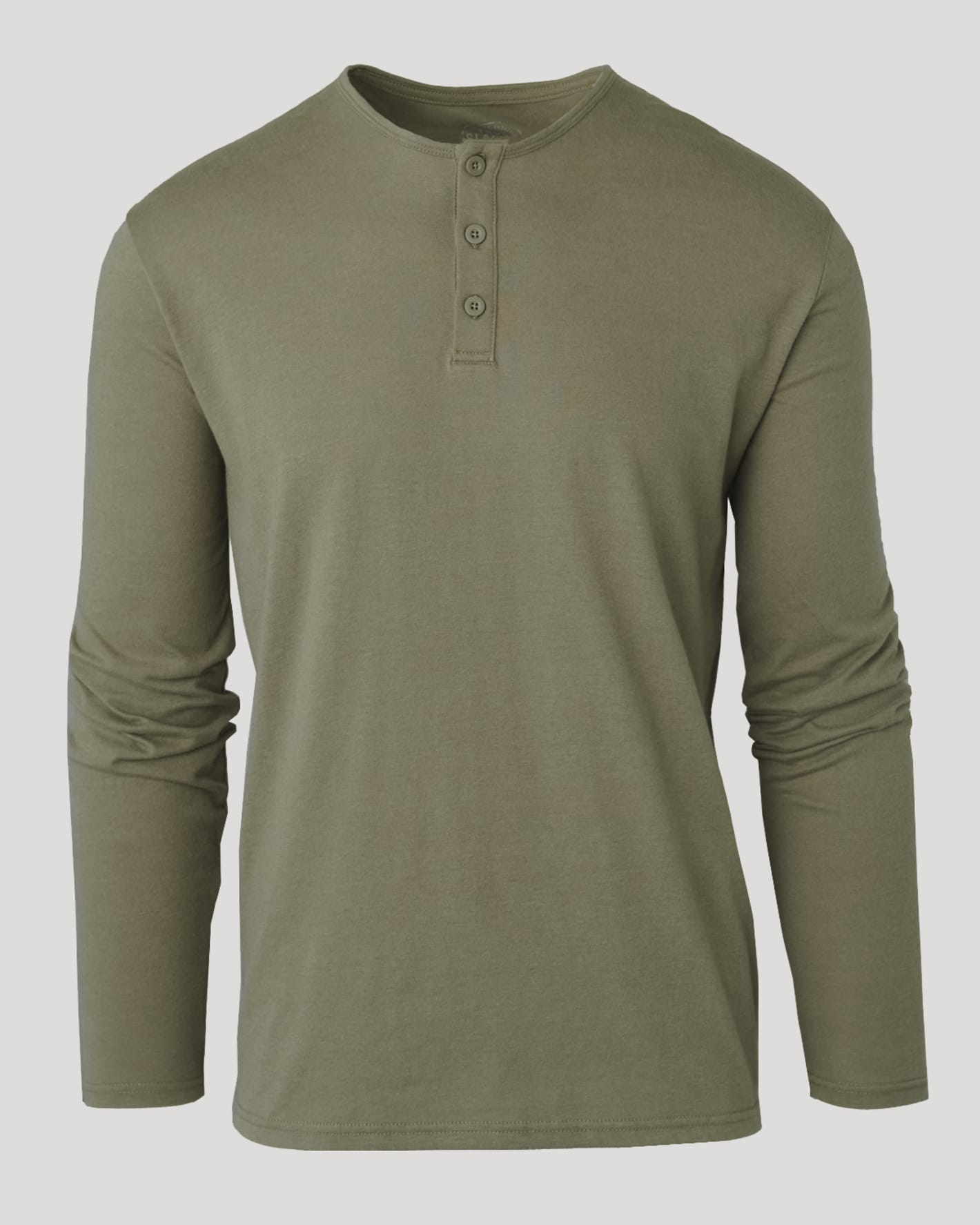 Longsleeve Henley-Shirt in Militärgrün