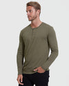 Longsleeve Henley-Shirt in Militärgrün