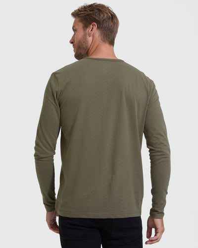 Classic Long Sleeve Henley - Military Green
