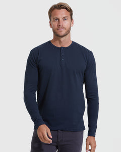 True ClassicNavy Long Sleeve Henley