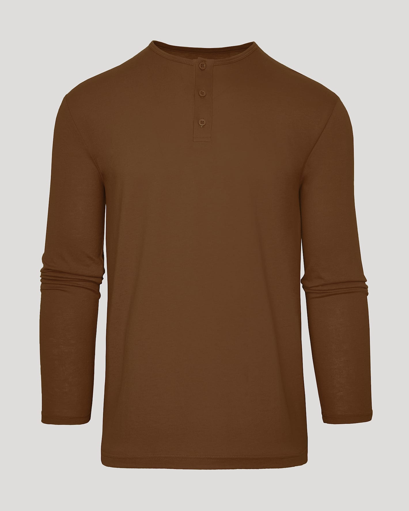 Sepiawood Classic Long Sleeve Henley with a three-button placket.
