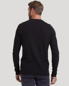 True ClassicCamiseta cuello redondo mangas largas y tejido entrelazado negra