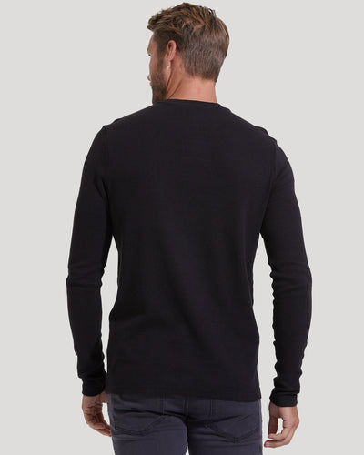 Waffle Long Sleeve Crew Neck - Black