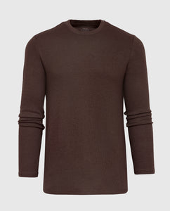 True ClassicDark Oak Waffle Long Sleeve Crew Neck