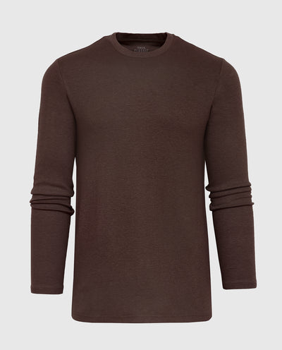 Waffle Long Sleeve Crew Neck - Dark Oak