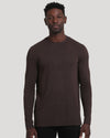 Dark Oak Waffle Long Sleeve Crew Neck modeled front-on.